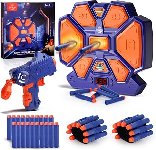 Lehoo Castle Electronic Target for Nerf Guns, Shooting Game Toy for Kids 4+ | Digital Auto Scoring Shooting Target with 4 Modes,Light and Sound Effect,Indoor Outdoor Game Toy, Birthday Gift for Boys Girl