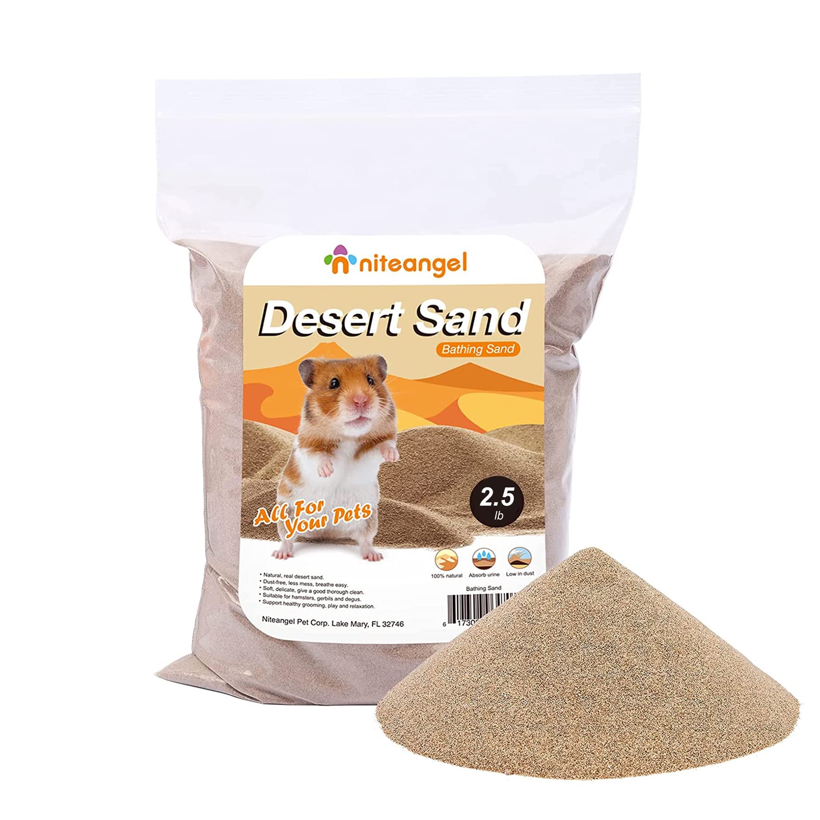 Niteangel Hamster Desert Bath Sand | No-Dust Bath or Potty Litter Sand for Hamst