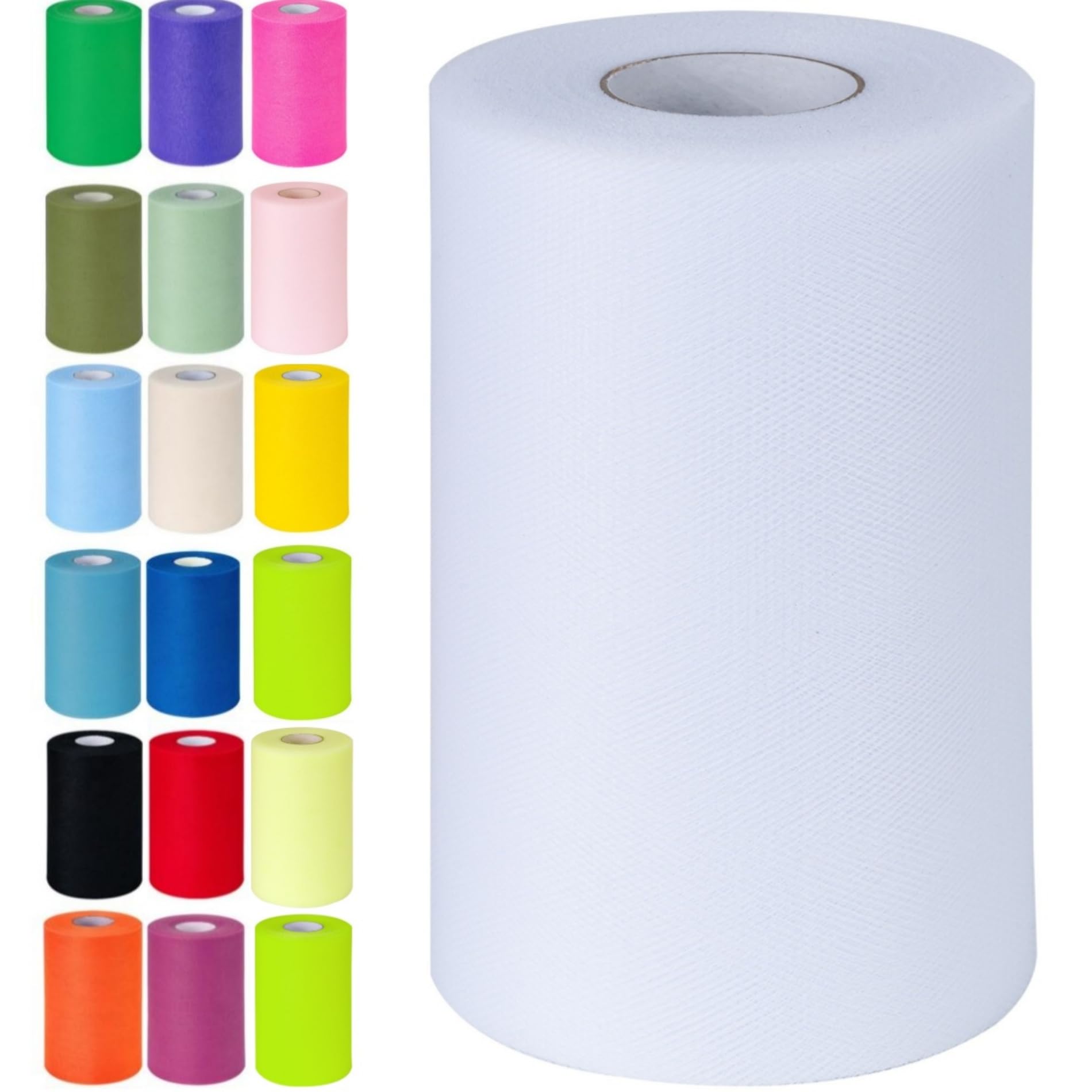 White Tulle Fabric Rolls 6 Inch by 100 Yards Tulle Roll Spool Fabric | DIY Tutu 