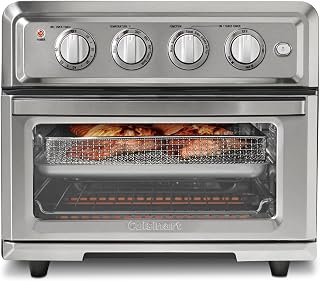 Cuisinart Air Fryer Toaster Oven Combo, Countertop, 7-in-1, 1800W, TOA-55 | Stainless steel, 0.6 cu. ft., convection capability, maximum temperature to 450°F, removable crumb tray, fits a 12" pizza