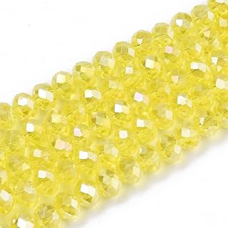 160pcs Faceted Glass Rondelle Beads 6x5mm Crystal Glass Beads Champagne Yellow Electroplated Glass Mini Spacer Beads for Earring Bracelet Necklace Jewelry Making DIY Making