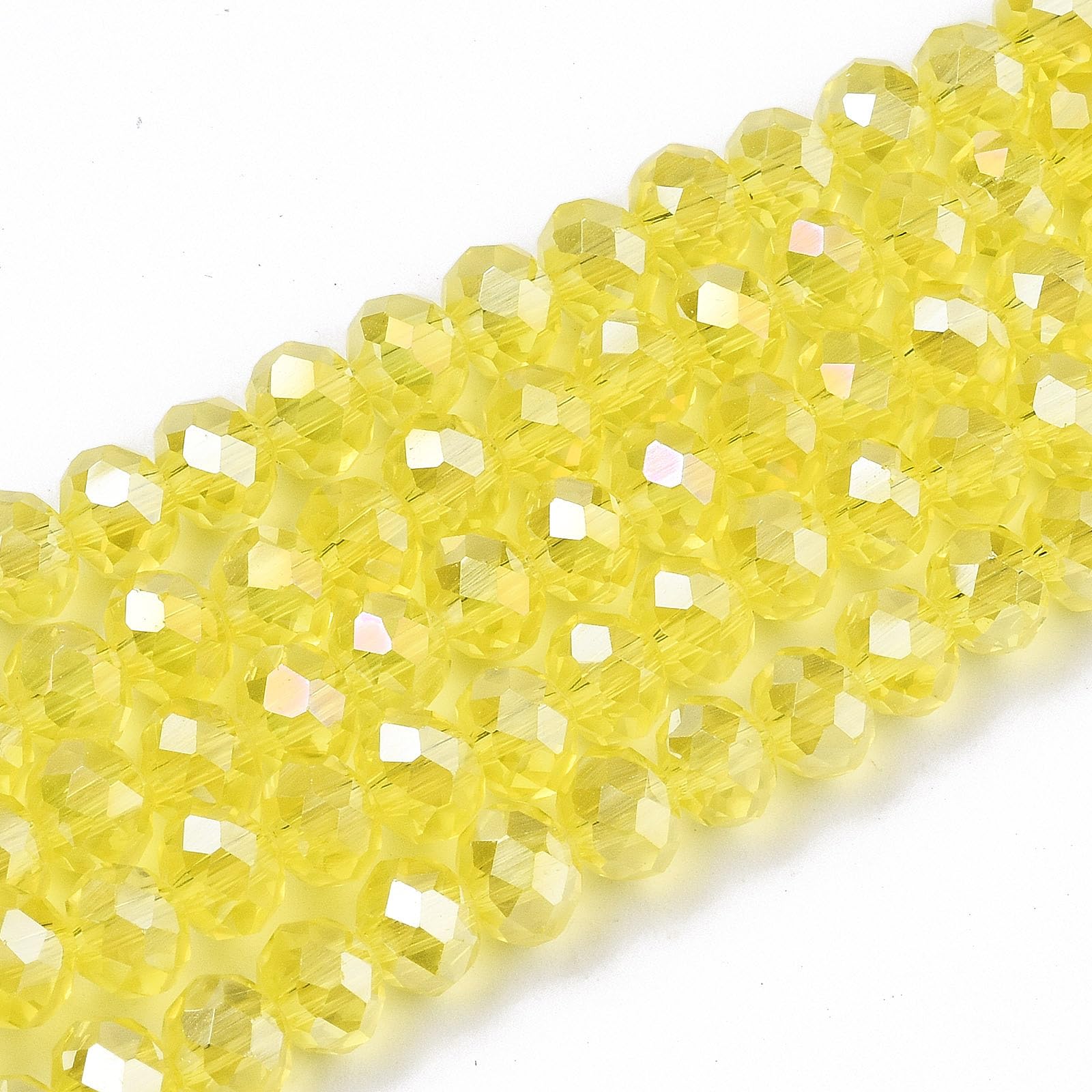 160pcs Faceted Glass Rondelle Beads 6x5mm Crystal Glass Beads Champagne Yellow E