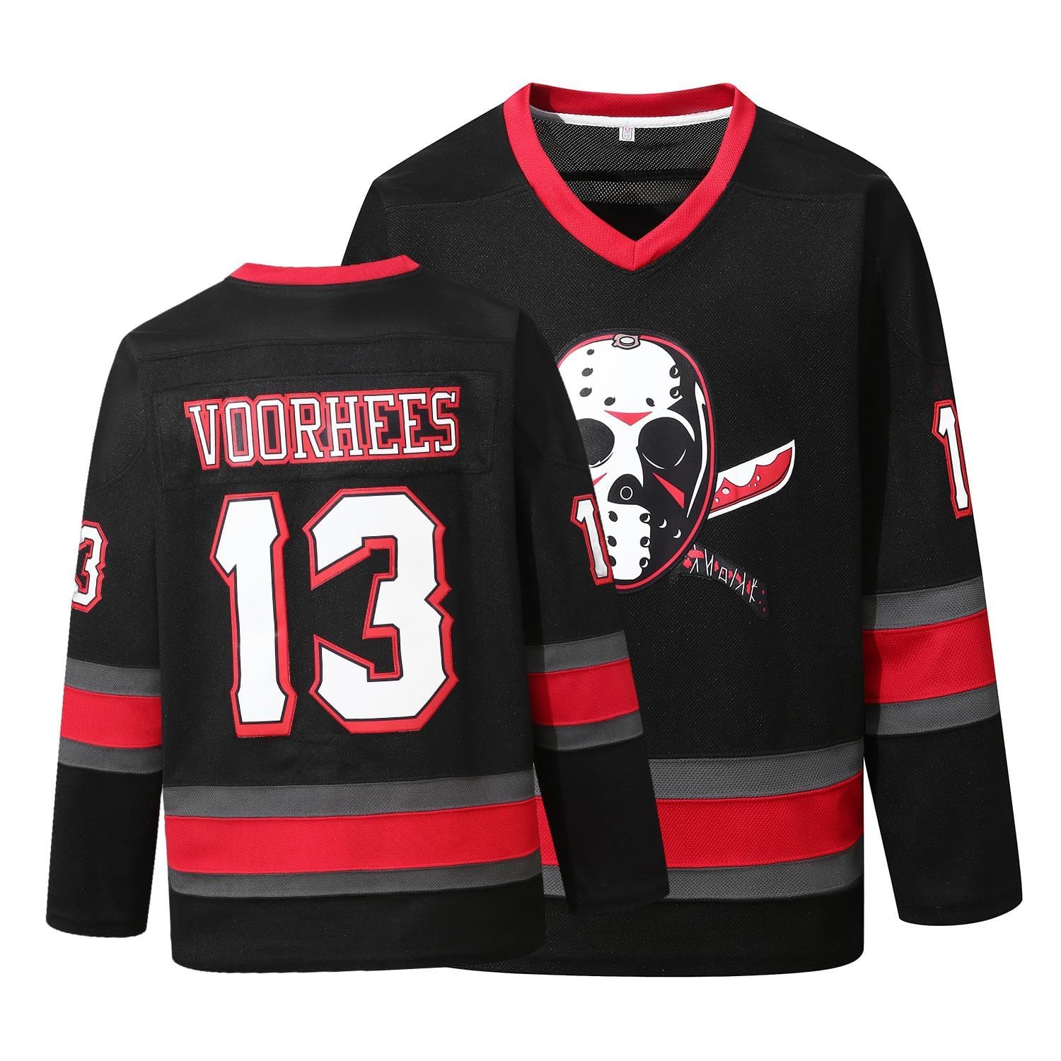 PRIMITAS Youth Voorhees Jason 13 Friday Movie Ice Hockey Jersey Halloween Stitch