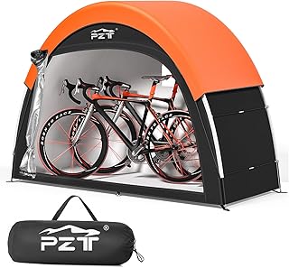 PZT Upgraded Bike Tent with Rain Cover, Outdoor Storage Shed for 2-3 Bikes | 210D Oxford Fabric PU4000 Waterproof, Bike Shed/Bike Cover for Motorcycles, Garden Tools, Lawn Mower