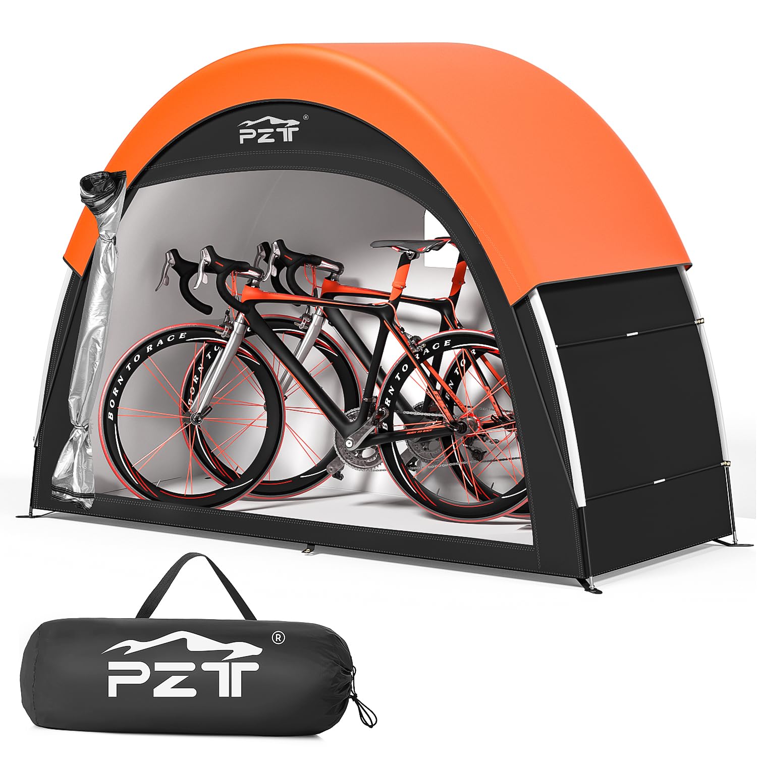 PZT Upgraded Bike Tent with Rain Cover, Outdoor Storage Shed for 2-3 Bikes | 210