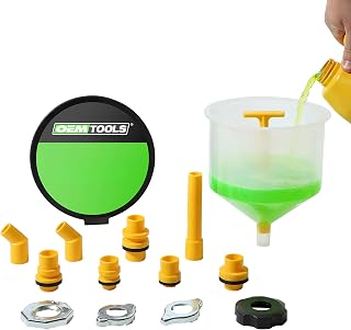OEMTOOLS 87009 No-Spill Coolant Funnel Kit, 15 Pc Fluid &amp; Oil Funnel Set | Allows Access To Hard-To-Reach Radiators, Includes 45° Angled and 5" Extension, Spill Free Funnel Kit Cooling System