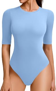 Avidlove Body da donna a mezza manica girocollo con maniche a 3/4, vestibilità aderente, top per uscire