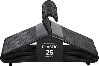 Roe Tenpo Coat Hangers, 25 Pack, Black | Adult Plastic Clothes Hangers for Clothes | Durable & Lightweight | Non-Slip, Space-Saving Design for Shirts, Jackets, Trousers & More (25 Pack)