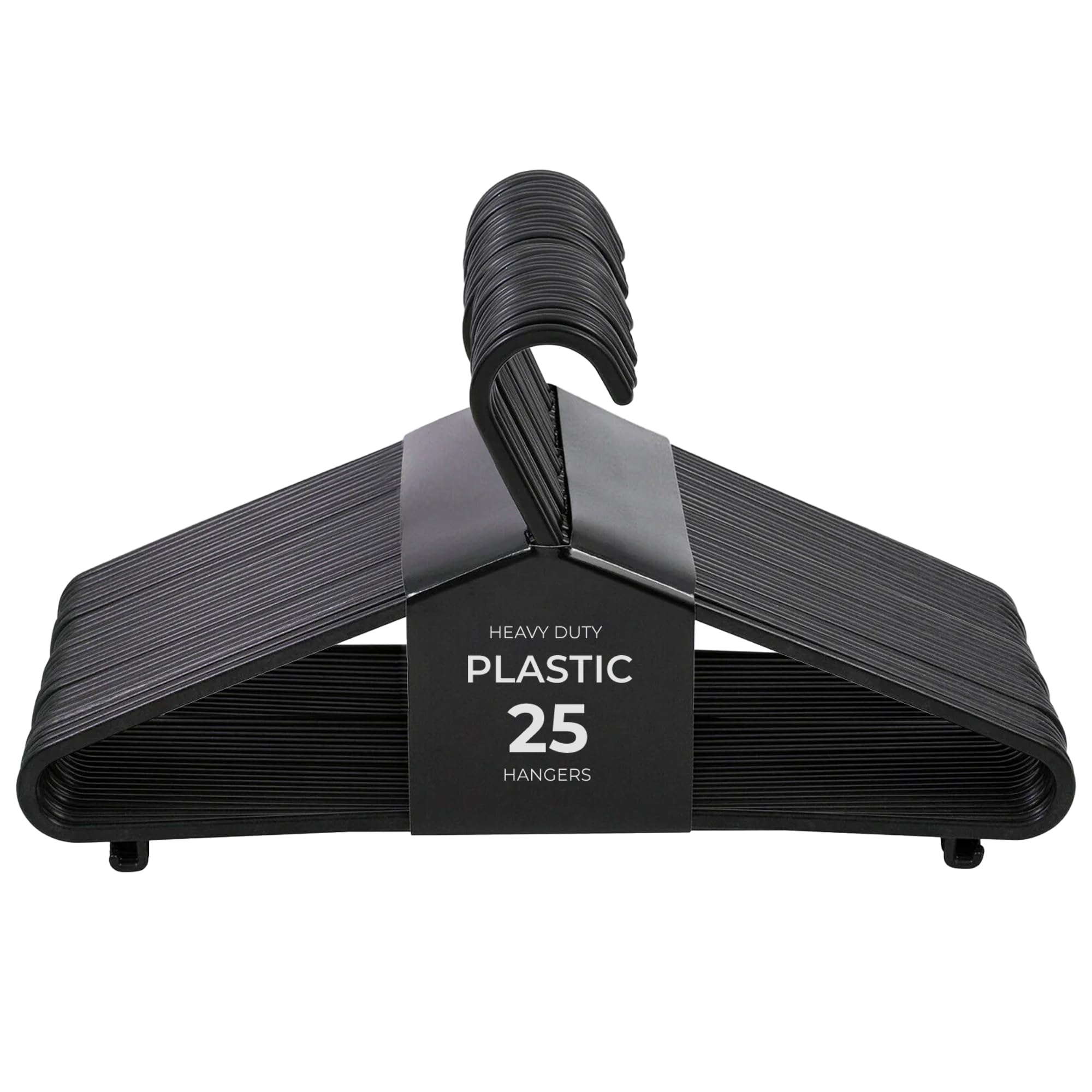 Roe Tenpo Coat Hangers, 25 Pack, Black | Adult Plastic Clothes Hangers for Cloth