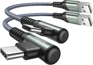 AINOPE USB C Cable [2-Pack, 0.5ft] 3.1A Type C Charger Fast Charging Cable Right Angle, Durable Nylon Braided USB C Charging Cable Compatible with Galaxy S22 S21 Plus S20, Note 10 9 LG, Type C Charger