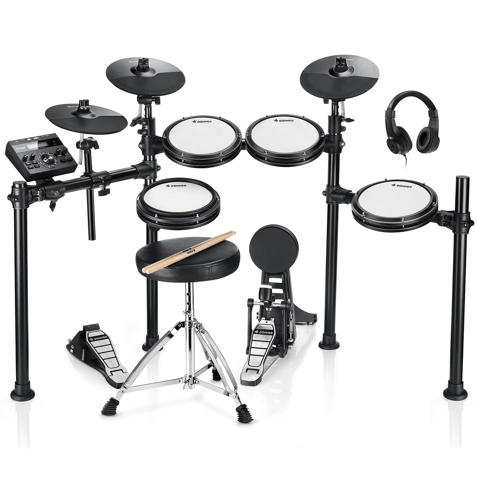 Donner DED-200 Electric Drum Set With Drum Throne/Maple Stick/Earphone/Audio Cab