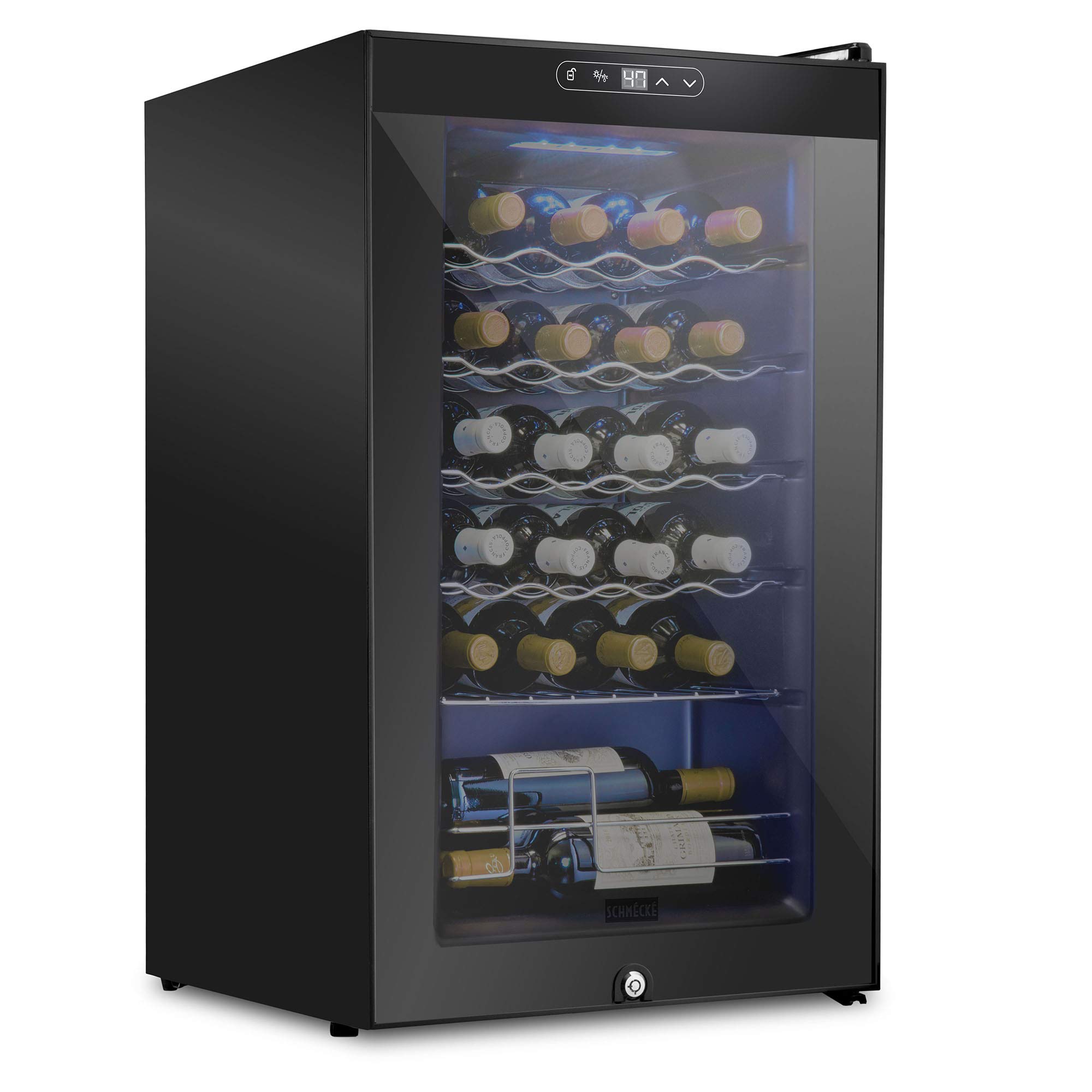 Schmecke 24 Bottle Compressor Wine Cooler Refrigerator w/Lock | Large Freestandi