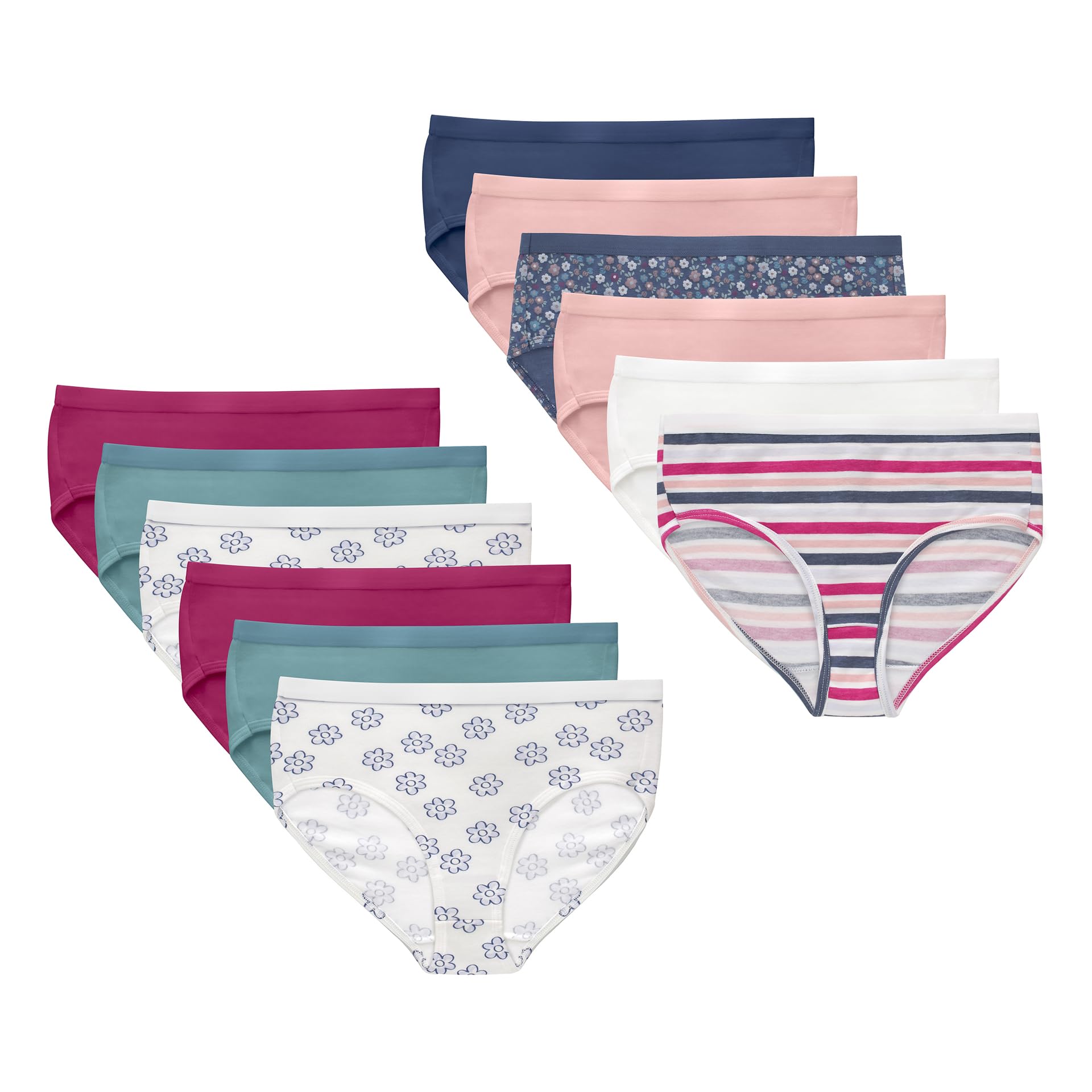 Hanes Girls' And Toddlers Underwear, Stretch Cotton Panties, 12-pack, Briefs, Bi