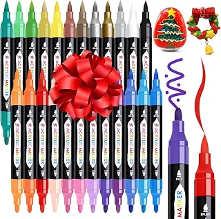 TBC The Best Crafts Acrylic Paint Markers, 24 Colors Dual Tip Pen | Waterproof, Non-Toxic for Rock Painting, Wood, Glass, Ceramic, Fabric – Art Supplies for Artists &amp; Hobbyists