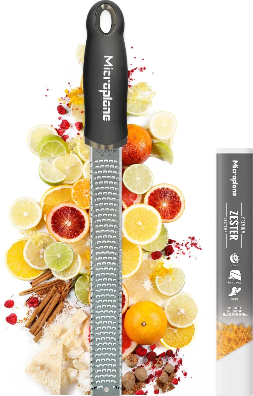 Microplane Premium Classic Series Zester 18/8, Black - Lemon Zester & Cheese Gra
