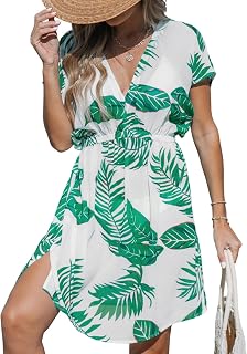 CUPSHE Women's Tropical Print V Neck Swimsuit Cover Up Dress