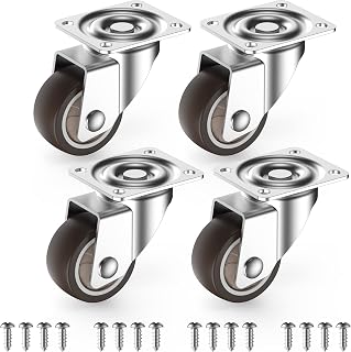 HOLKIE 1 Inch Small Caster Wheels for Furniture Low Profile Casters Set 4 | 90 LBS| Mini Caster Wheels| for Small Project|360 Swivel Casters Set of 4| Rubber Wheels for Nightstand,Side Table