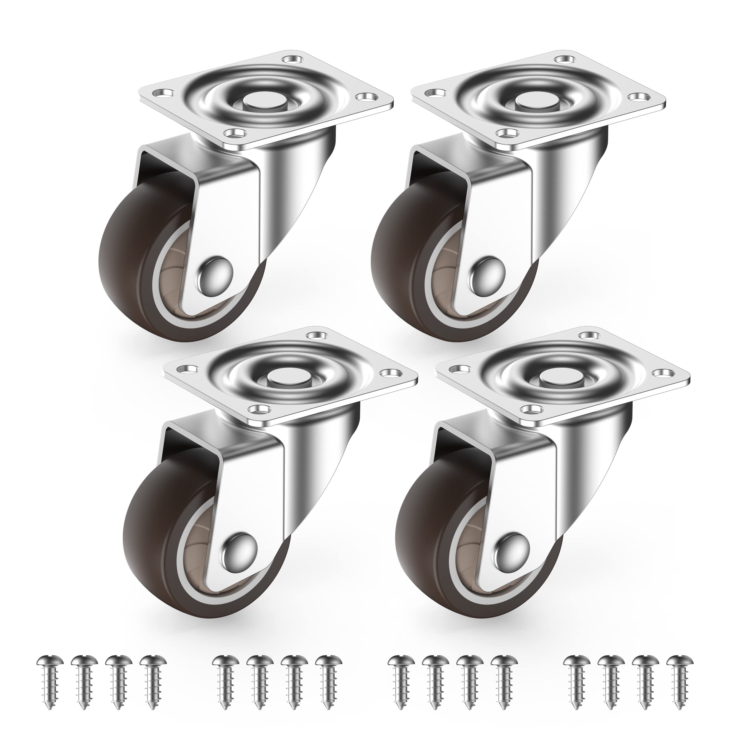 HOLKIE 1 Inch Small Caster Wheels for Furniture Low Profile Casters Set 4 | 90 L