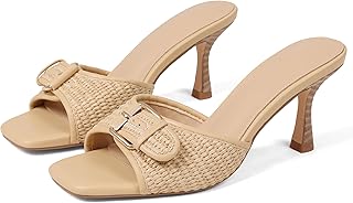 Goiphrri Sandali da donna con tacco a forma di gattino con cinturino con fibbia, punta aperta, senza lacci, estivi, alla moda