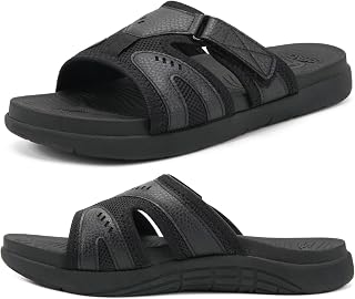 COFACE Men's Sport Recovery Sandals Plantar Fasciitis Soft Padding Lightweight Arch Support Orthopedic Flip Flops for Men Size 7-13