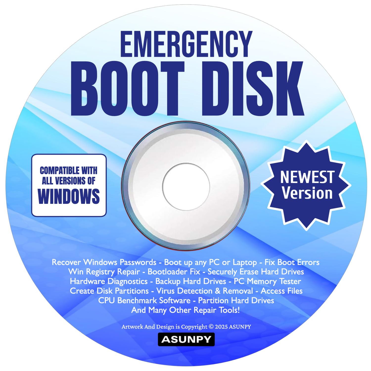 DVD For Emergency Boot Disk CD DVD PC Repair Diagnostics Password Recovery Compa