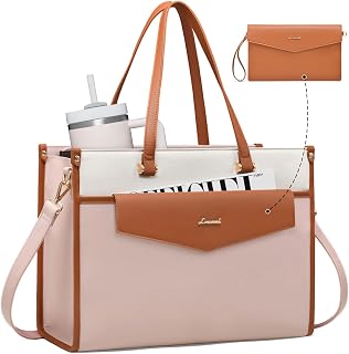 LOVEVOOK Laptop Bag for Women Waterproof Work Bag Large Business Tote Bag Teacher Bag PU Leather for University Office
