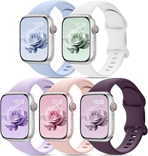 5PCS Compatible Apple Watch Strap 38mm 40mm 41mm 42mm 44mm 45mm 46mm 49mm, Silicone Sport Strap for iWatch Series 11 10 9 8 7 6 5 4 3 2 1SE Ultra 3 2 1 for women men