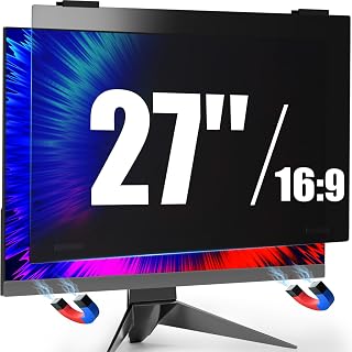 Magnetic 27 Inch Monitor Privacy Screen Hanging for Computer 16:9 Aspect Ratio, Anti Glare Blue Light Private Protector Eye Care,Removable Anti Spy Filter Shield for Digital Workplaces