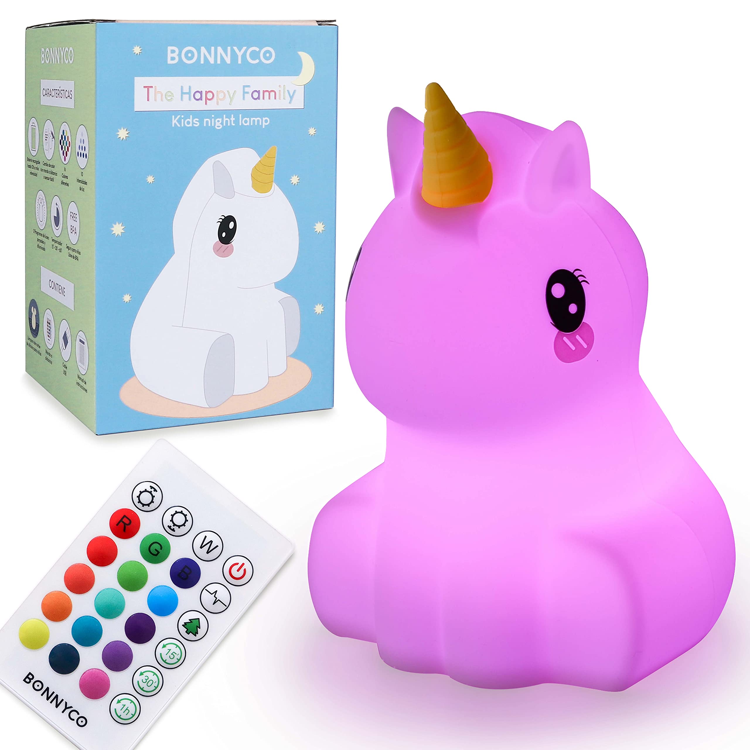 BONNYCO Night Light Kids Unicorn 16 Colours with Remote and Touch Control
