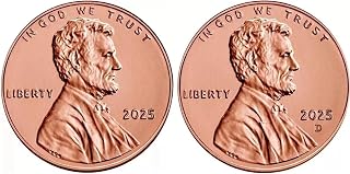 2025 P & D Penny Set, Uncirculated BU Lincoln Cent, 1 of Each Mintmark, Last Pennies Made