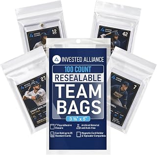 Invested Alliance Resealable Set Team Bags for Trading Cards | Ultra, TCG, Baseball, Sports Card Team Bags Sleeves. Fits Top loaders, Magnetic & Semi Rigid Holders. High Clarity Sleeves.