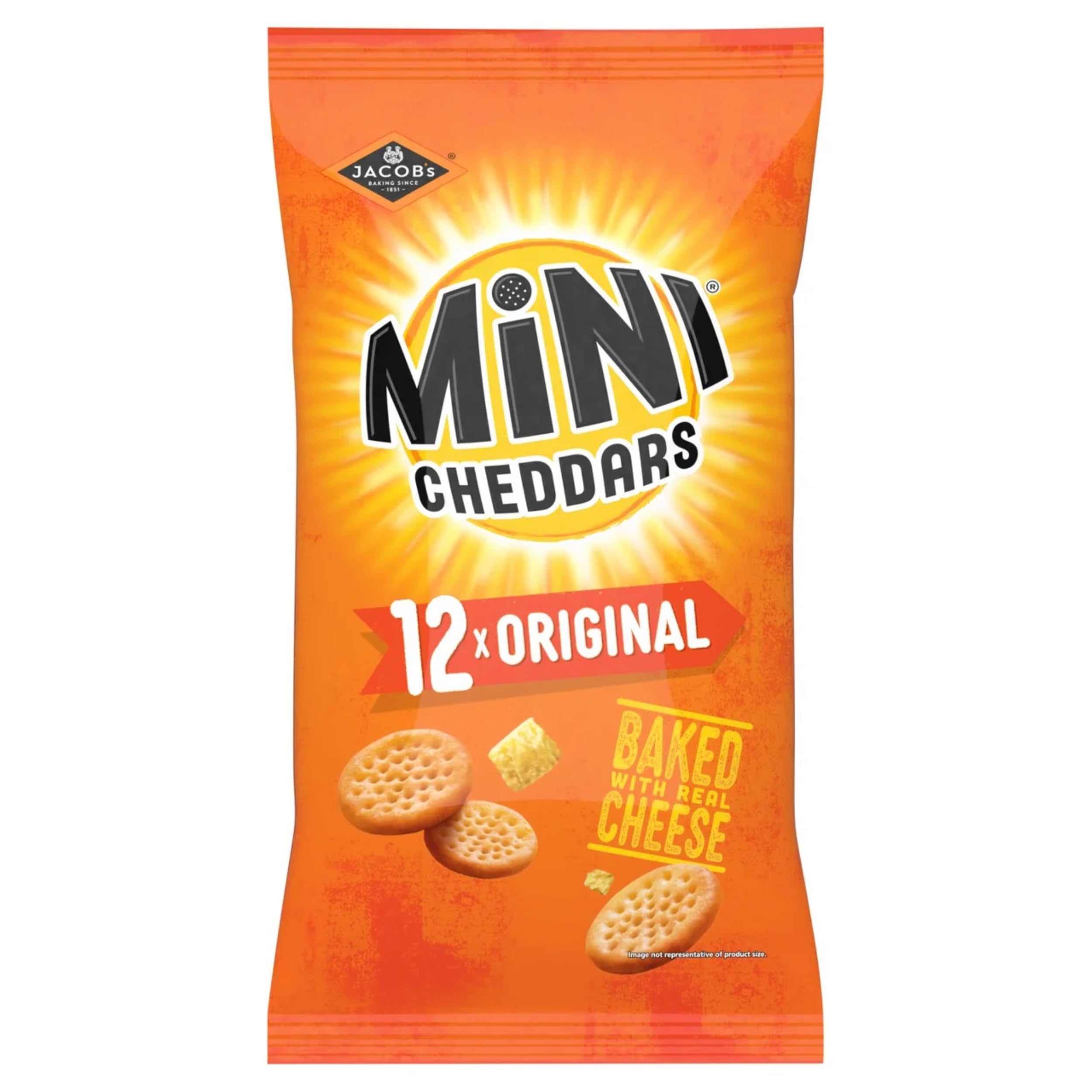 JACOB'S Mini Cheddars Original Multipack, 12 x 23 g Bags Per Pack | Oven-Baked w