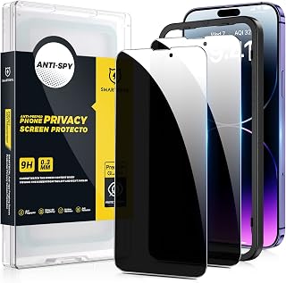 SmartDevil Confezione da 2 pellicole protettive per la privacy per iPhone 14 Pro [6,1 pollici] in vetro temperato anti-spia con telaio di facile installazione, durezza 9H, senza bolle, infrangibile,