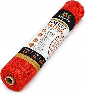 ATERET 4' x 150' Debris Safety Netting Orange Fire Retardant, Construction Netting Scaffolding Equipment