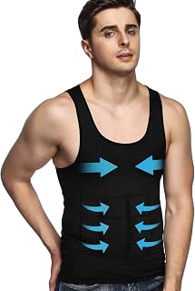 Odoland Men's Compression Tank Top Shapewear Slimming Underwear Shaping Slimming Belly Sports Fitness 3 Pieces