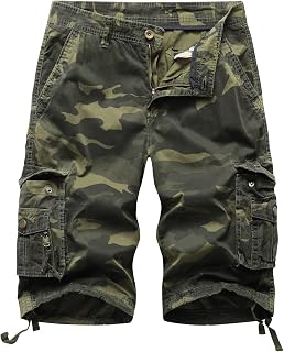 Mens Cargo Shorts Multi Pockets Twill Cotton Relaxed Fit Outdoor Camo Cargo Short for Men