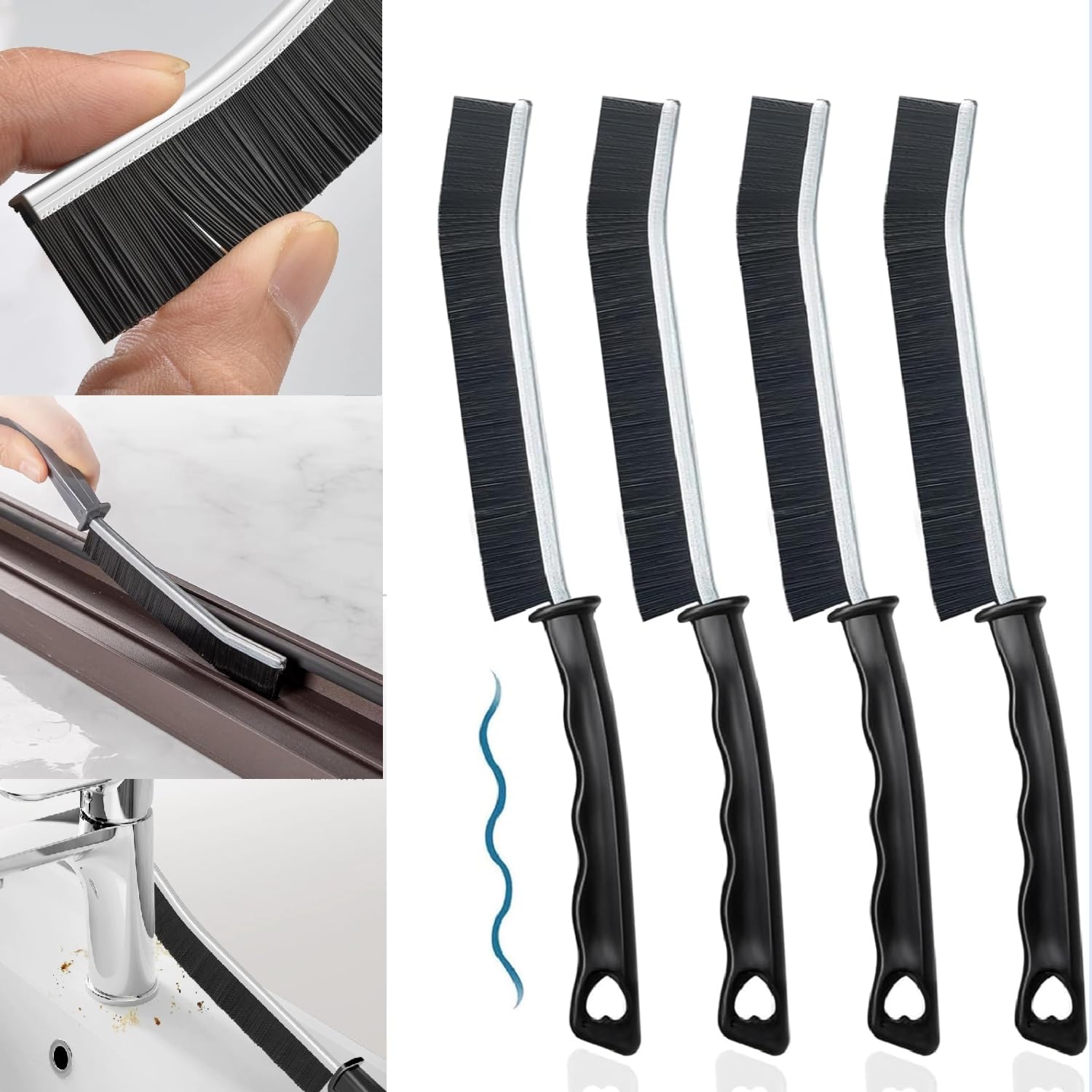 4 Pack Multipurpose Thin Cleaning Brushes - Deep Cleaning Tool for Household Use