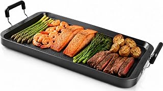 Stove Top Griddle for Gas Stove, 17" Warp-Resistant Double Burner Griddle Pan, Ceramic Nonstick Aluminum Flat Top Grill for Pancakes, Breakfast, Indoor Cooking, Camping & BBQ