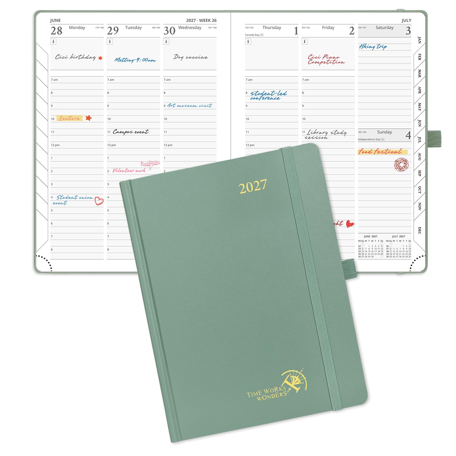 POPRUN 2027 Diary A5 Week to View – Hardback, Vertical Weekly Planner | Weekly A