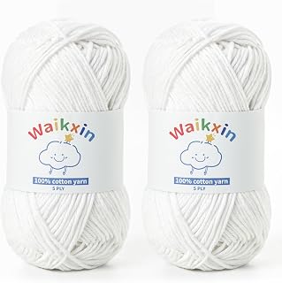 Cotton Yarn for Crocheting - 262.4yds / 3.52oz Baby Yarn for Crocheting Soft - 100% Milk Cotton Yarn 5 Ply Crochet Amigurumi Yarn for Crafts&Puzzle/Socks/Hats(2 Snow White)