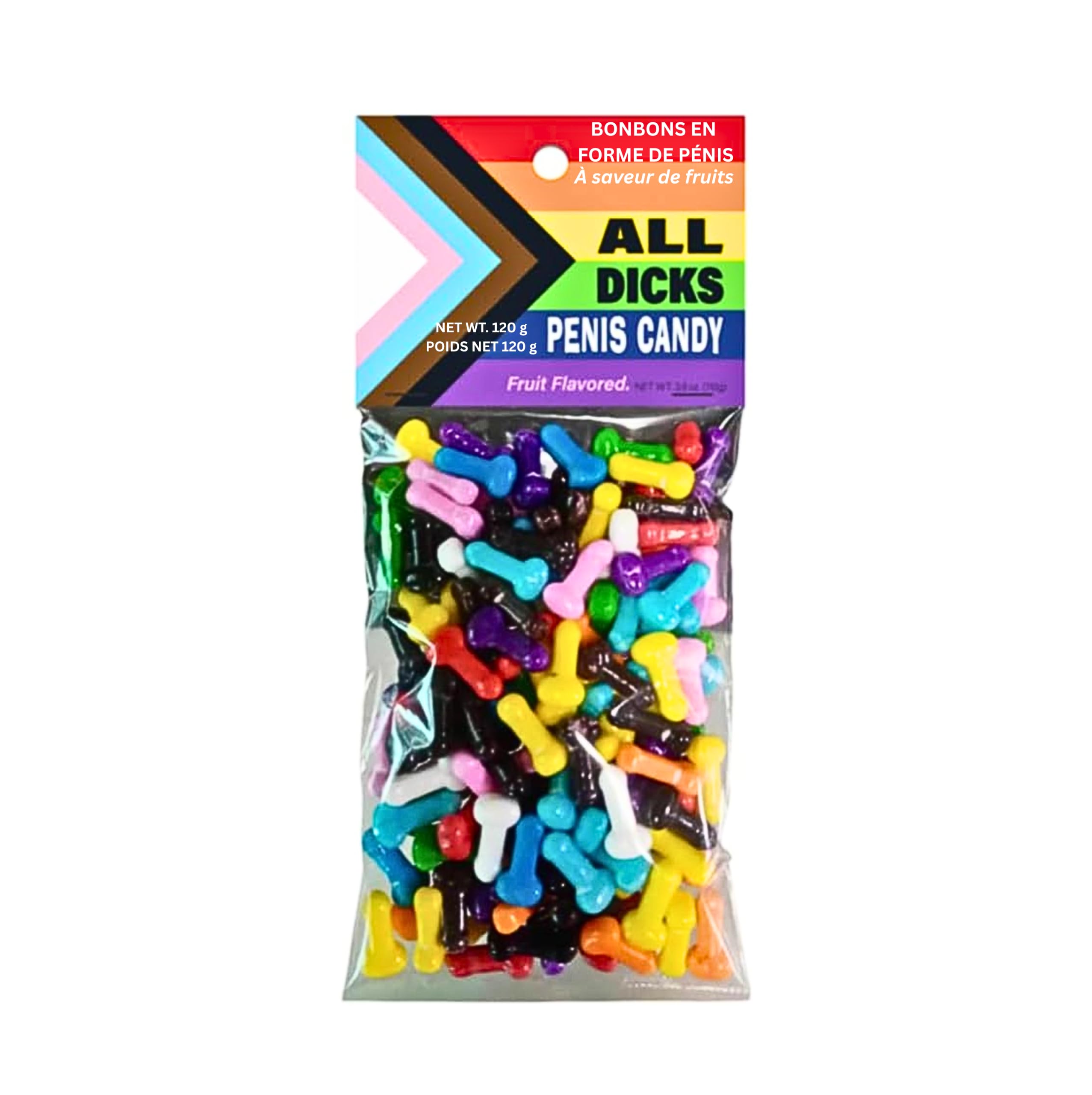 Funny Rainbow All Dicks Penis Candy – Fruity Flavored Hard Candy, Adult Party Fa