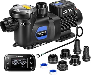 VIVOHOME 2.0HP Pool Pump Dual Speed with Remote Timer 230V | Wireless Remote Control, Fast Self-Primming Motor, 4 Program Segment, for in/Above Ground Pools, Saltwater Pools