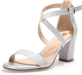 IDIFU Sandales à talons carrés à bout ouvert pour femme