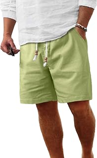 Comdecevis Men's Cotton Linen Casual Shorts