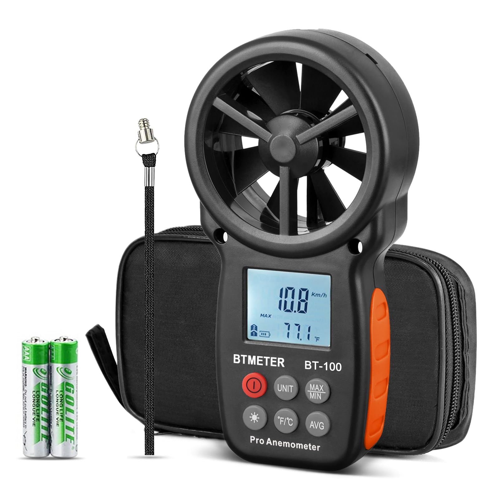 Digital Anemometer Handheld - BTMETER BT-100 Wind Speed Meter Gauge, Accurately 