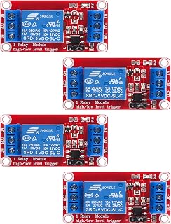 AEDIKO 4pcs DC 5V Relay Module - 1 Channel Relay Switch Board with Optocoupler Isolation, High or Low Level Trigger