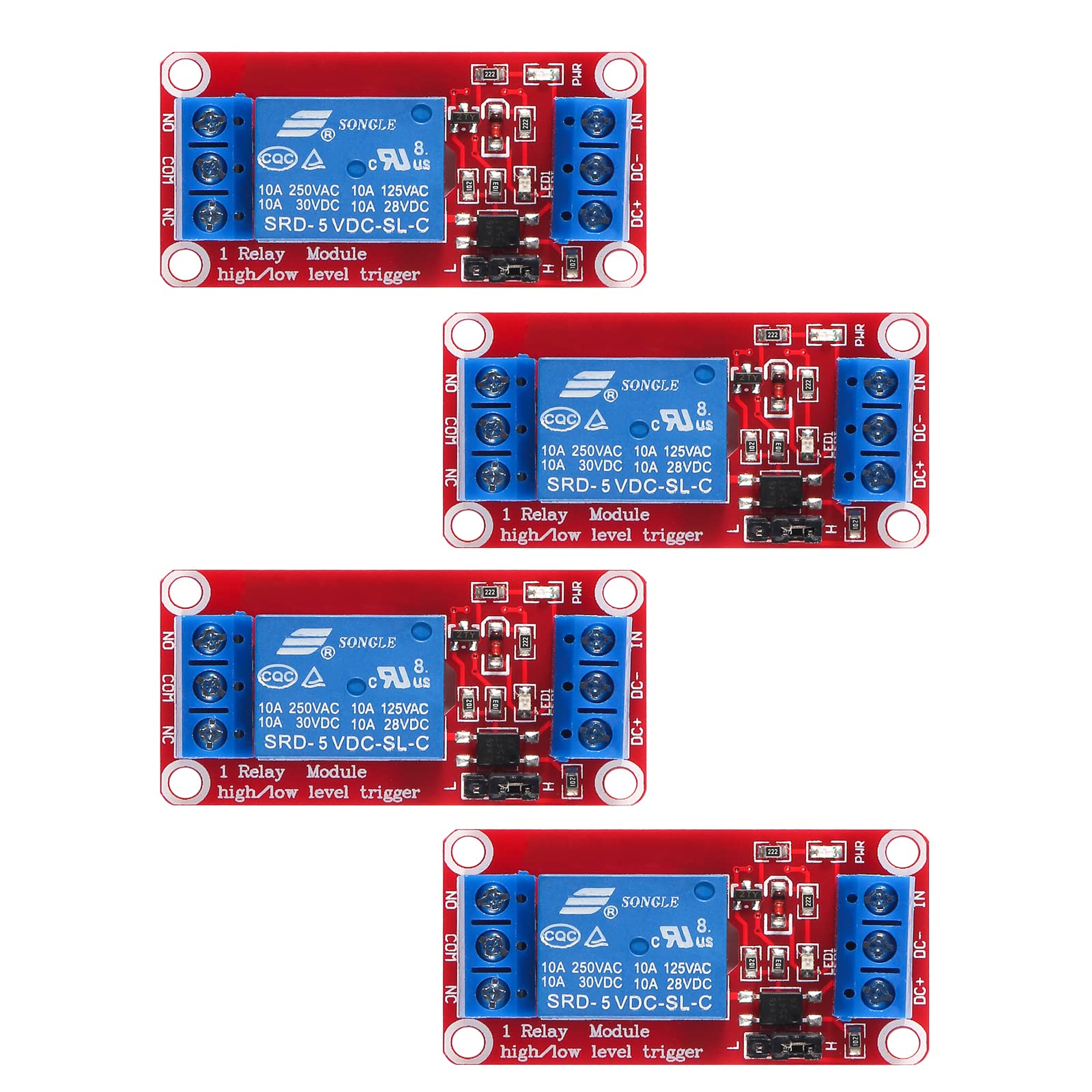 AEDIKO 4pcs DC 5V Relay Module - 1 Channel Relay Switch Board with Optocoupler I