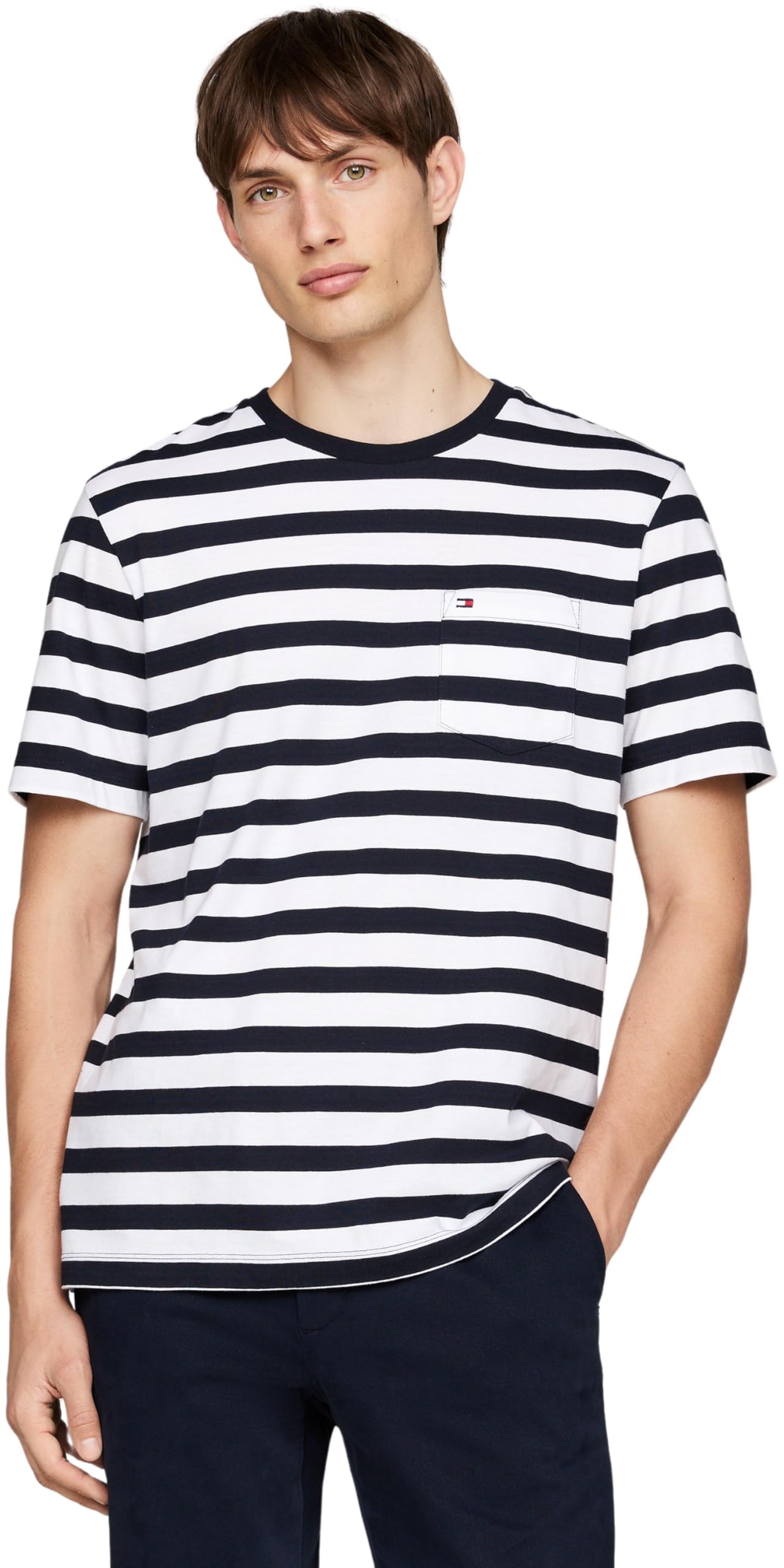 Tommy Hilfiger T-Shirt Manches Courtes Homme Essential avec Poche sur la Poitrin