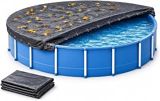 Round Pool Cover, Extra Strong 200 g/m² Tarpaulin, UV Resistant Sun Cover for Summer and Winter, Heavy Duty Pool Tarpaulin in Black (Diameter 380-420 cm, Diameter 480 cm)