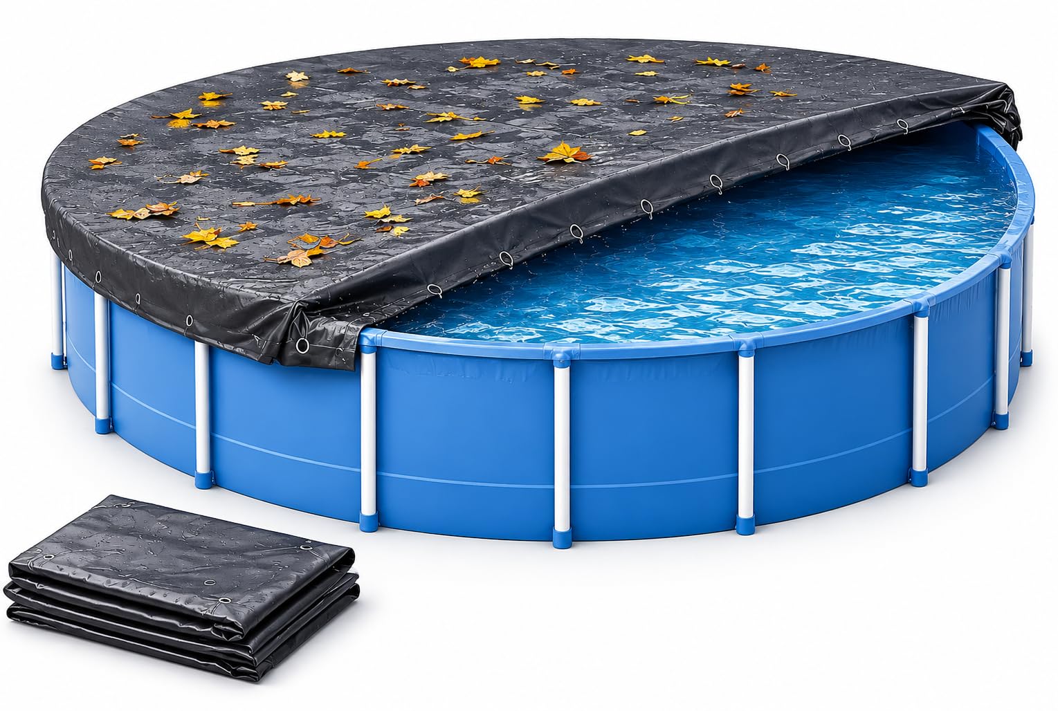 Round Pool Cover, Extra Strong 200 g/m² Tarpaulin, UV Resistant Sun Cover for Su